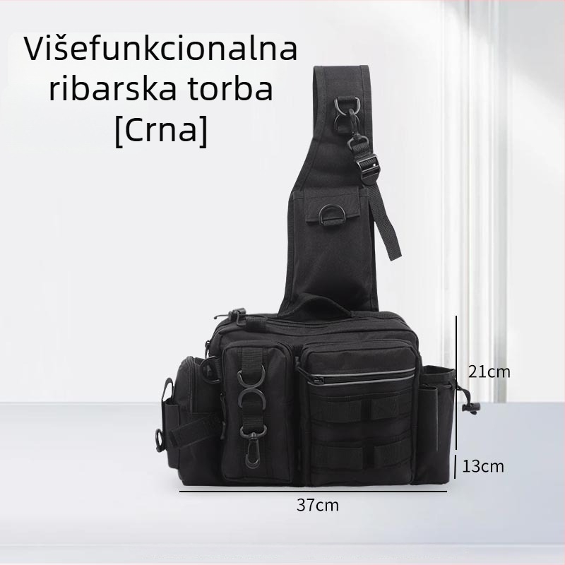 Torba za rijeku ribolov s višenamjenskim odjeljkom za mamce i držačem štapa, Oxford platno, velika kapaciteta, maskirni remen