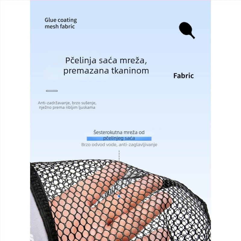 Sklopiva prijenosna mreža za ribolov od najlona za potoke — otvor 26 cm, dubina mreže 20 cm (Materijal: Najlon; Otvor: 26 cm; Dubina: 20 cm; Sklopiva)