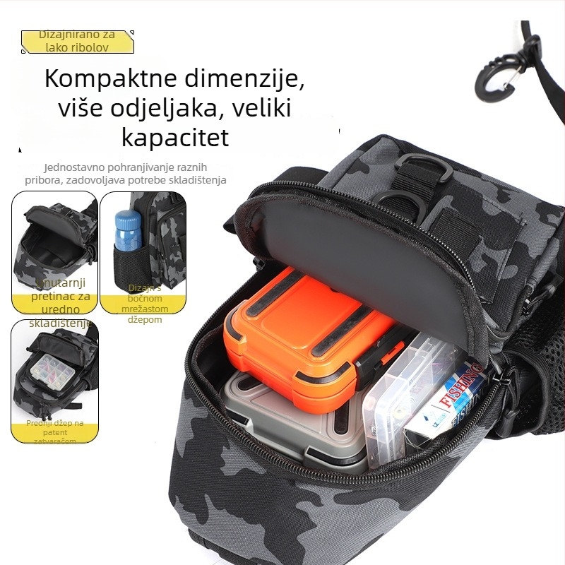 Ribolovna torba preko ramena, velika kapaciteta, Oxford platno, vodootporna, za pohranu mamaca