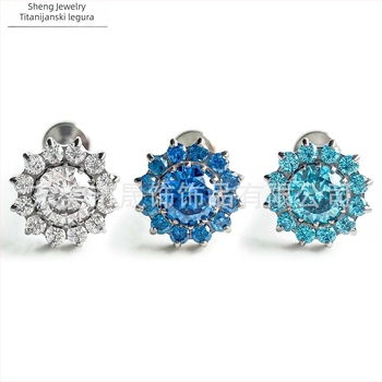 Naušnice sa suncokretom, ukrašene cirkonijima, G23 titanij aluminij, geometrijski oblik, unisex, prirodni stil