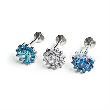 Naušnice sa suncokretom, ukrašene cirkonijima, G23 titanij aluminij, geometrijski oblik, unisex, prirodni stil