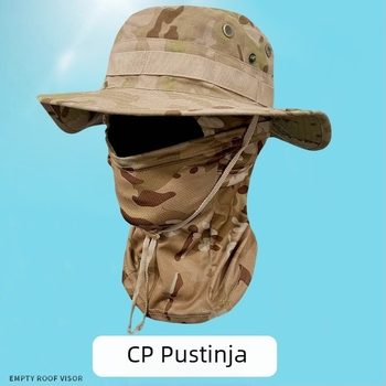 Kamuflirana kapa s okruglim rubom za aktivnosti na otvorenom – vjetrovita Bennie kapa sa šnuralom, unisex, poliester, za planinarenje i ribolov