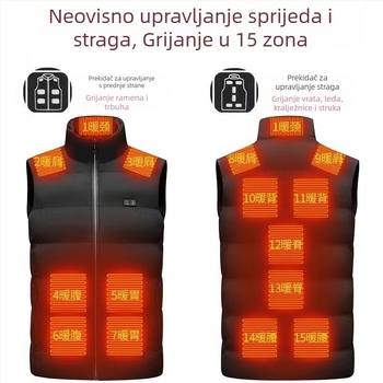 Muški pamučni podstavljeni kardigan-vesta sa zipom, stojeći ovratnik, debeli zimski poliester