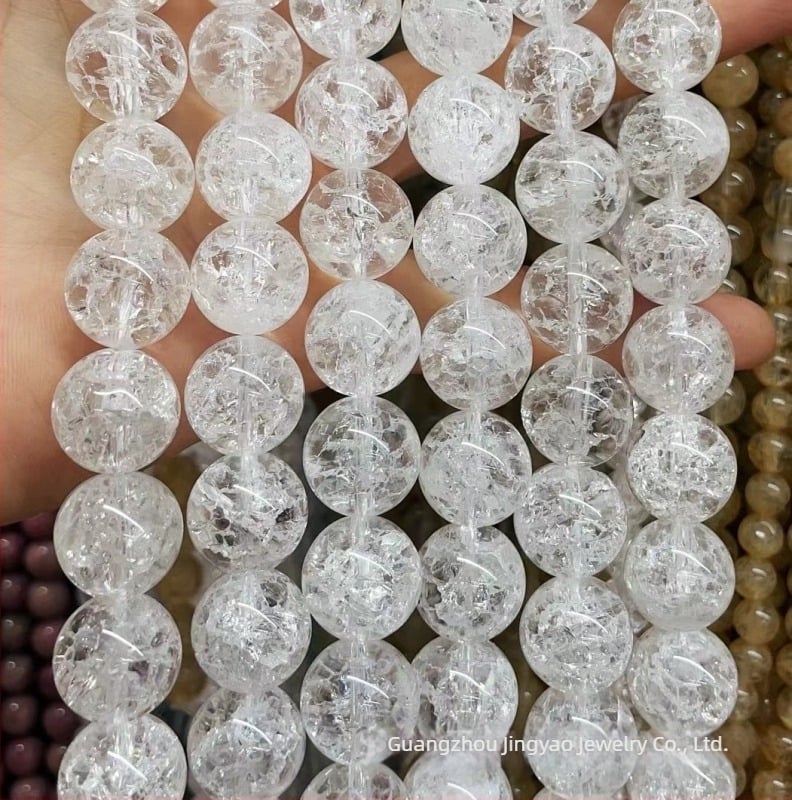 Prirodne bijele kristalne perle – okrugle, slobodne perle, testabilne, poluproizvodi za DIY nakit