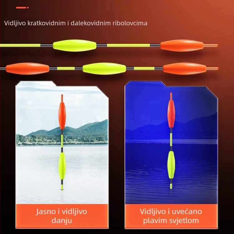 Bez olova, ribolovni plutac, samostojeći, velikog promjera, debeli rep, visoka vidljivost u tamnim vodama
