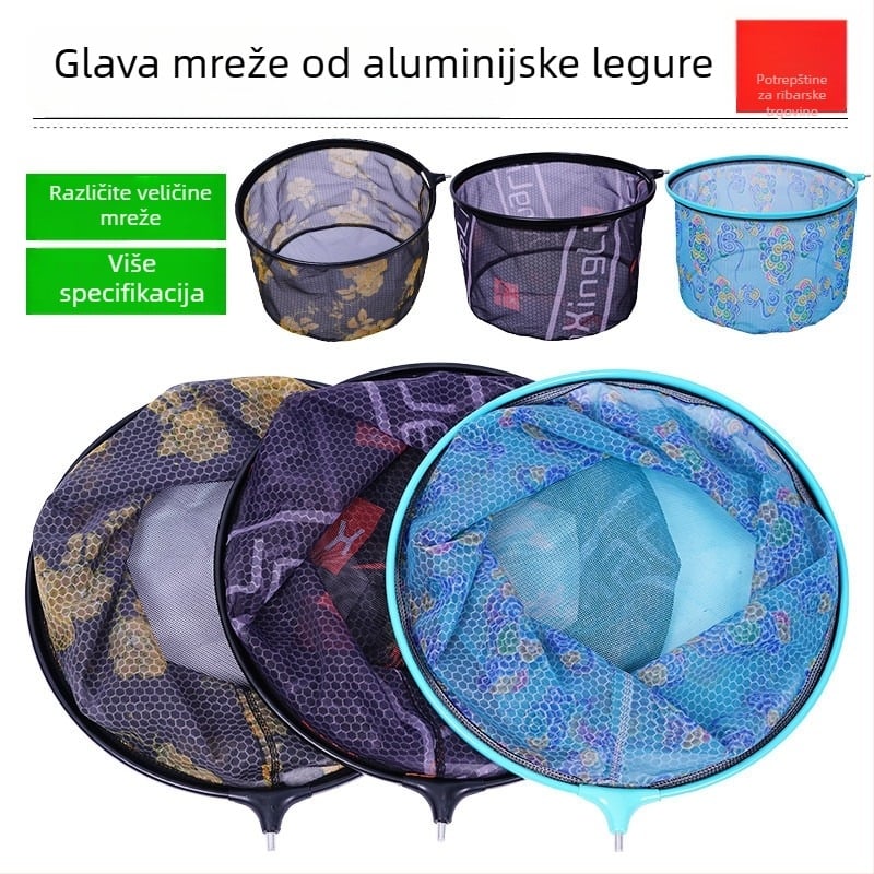 Glava ribarske mreže od aluminijskog legura, malo oko, okrugli oblik, odvojiva mrežna torba