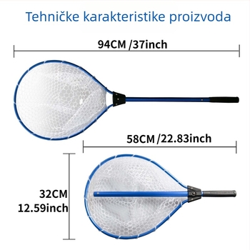 Teleskopska ribolovna mreža s aluminijskim okvirom i džepom od silikonske mreže