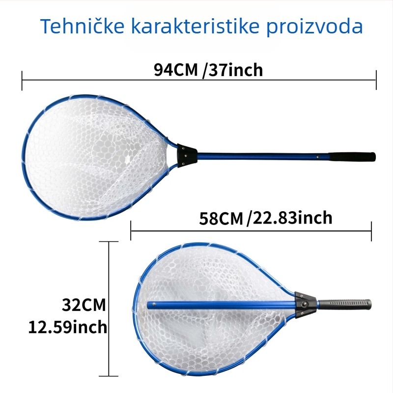 Teleskopska ribolovna mreža s aluminijskim okvirom i džepom od silikonske mreže