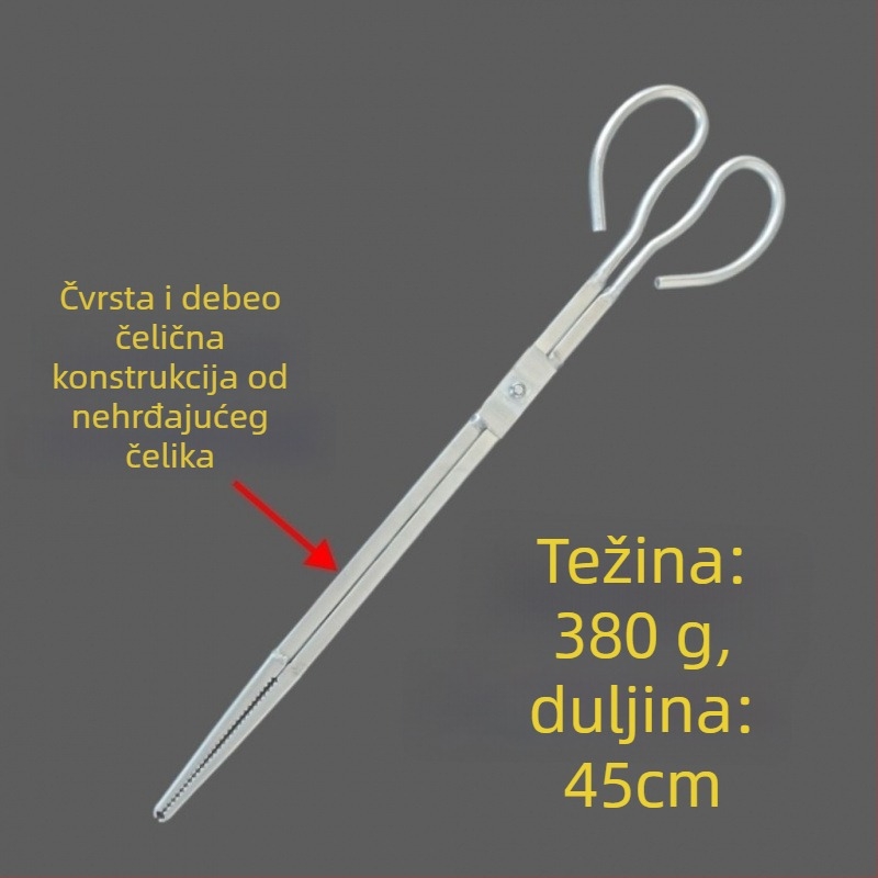 Nehrđajući čelične kliješta za morsku hranu s presavijajućim klipom, dugačkim držalom, teški alat