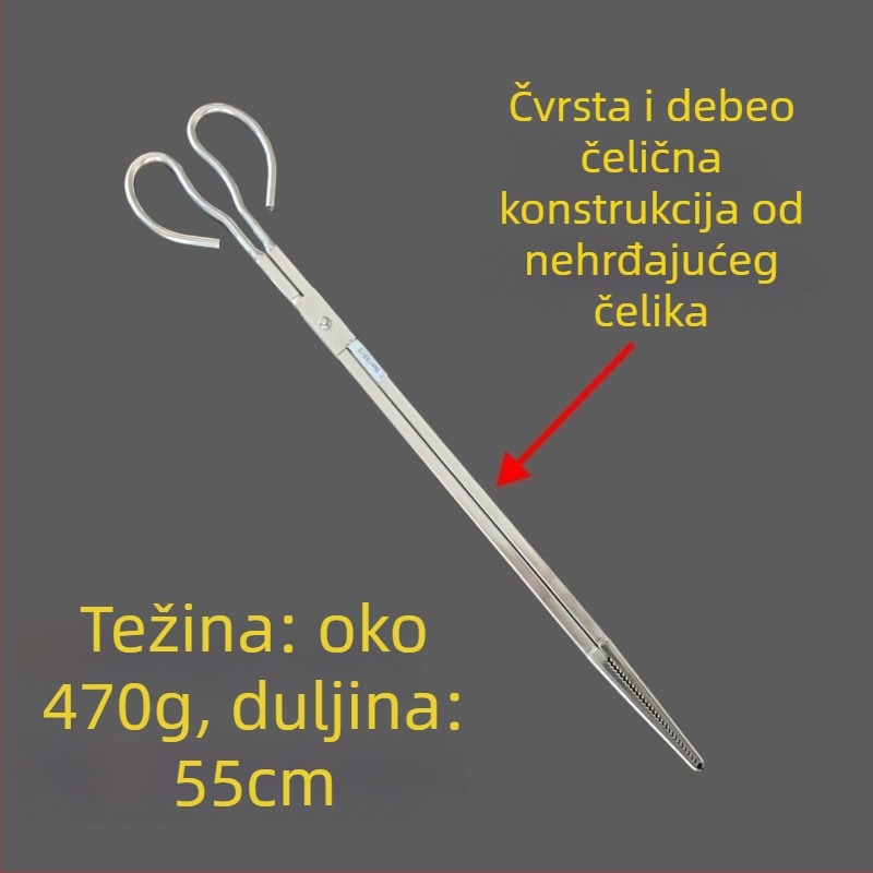 Nehrđajući čelične kliješta za morsku hranu s presavijajućim klipom, dugačkim držalom, teški alat