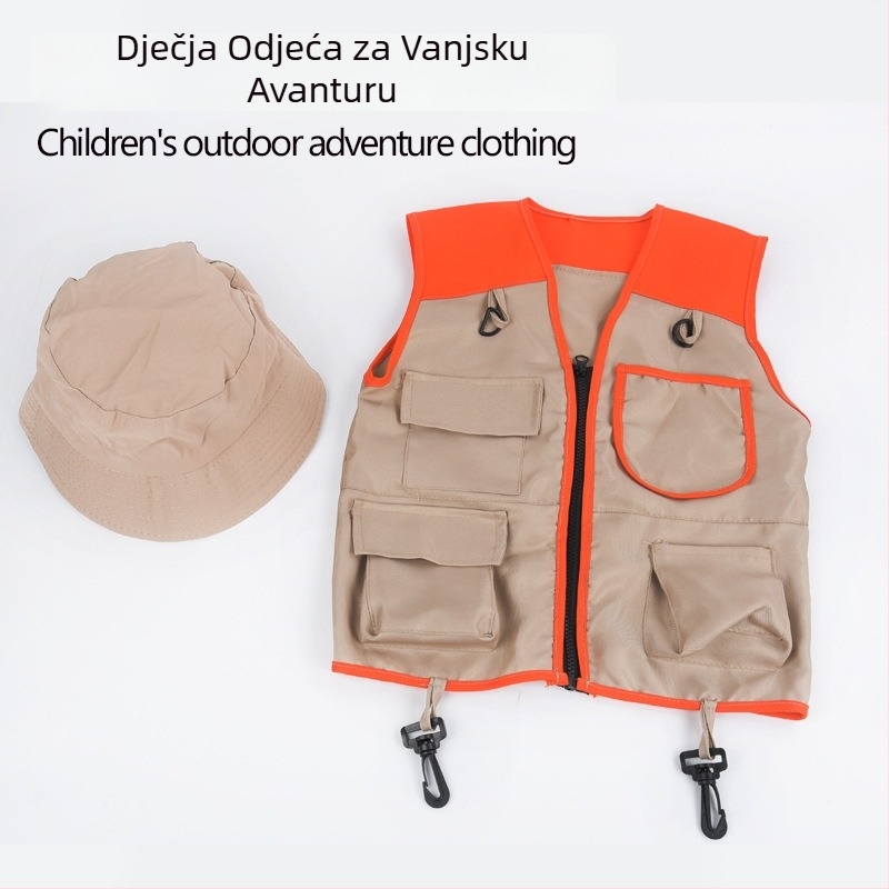 Dječji set alata u veste za vanjske pustolovine – igranje uloga i kampiranje – unisex, za djecu 4–6 godina, pakirano u torbu