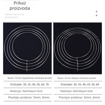 Obruč mreže za ribolov - čvrsta nehrđajuća čelika, sklopiva