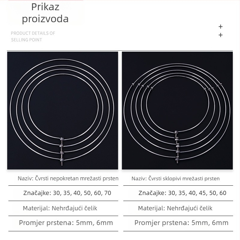 Obruč mreže za ribolov - čvrsta nehrđajuća čelika, sklopiva