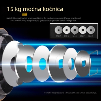 Ribički navijač - Metalno kućište, otporan na slanu vodu, nehrđajući čelik, dugačak bacanje, 13+ osovina