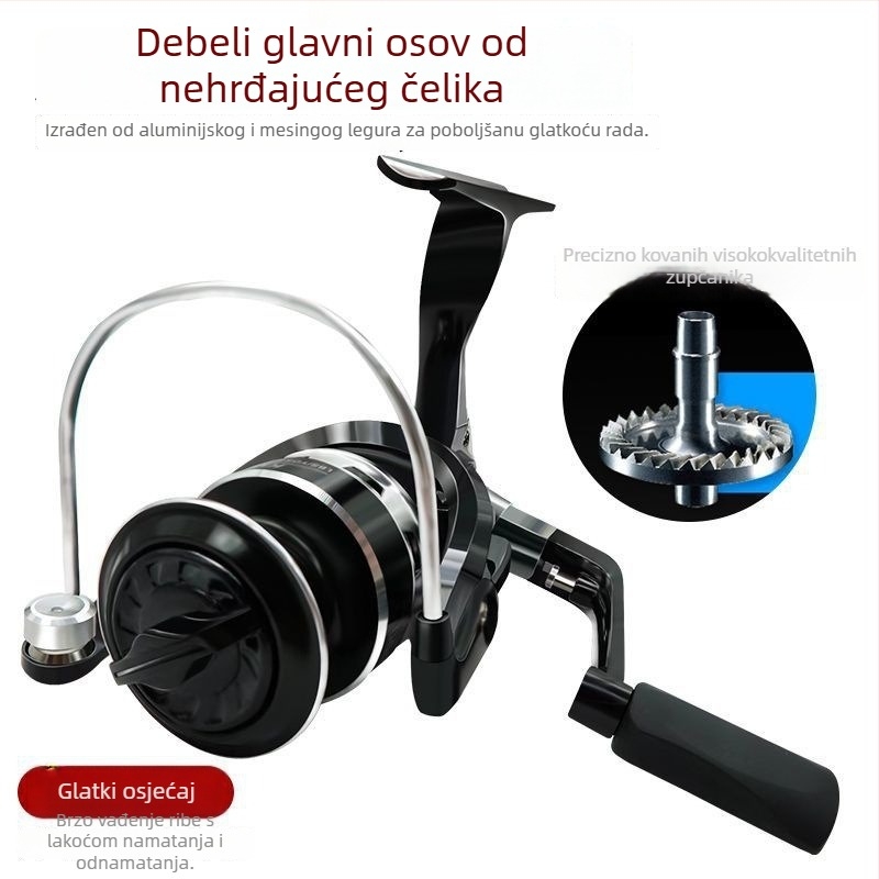 Ribički navijač - Metalno kućište, otporan na slanu vodu, nehrđajući čelik, dugačak bacanje, 13+ osovina