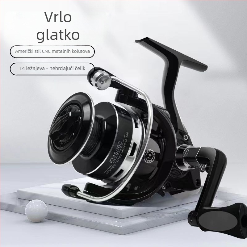 Ribički navijač - Metalno kućište, otporan na slanu vodu, nehrđajući čelik, dugačak bacanje, 13+ osovina