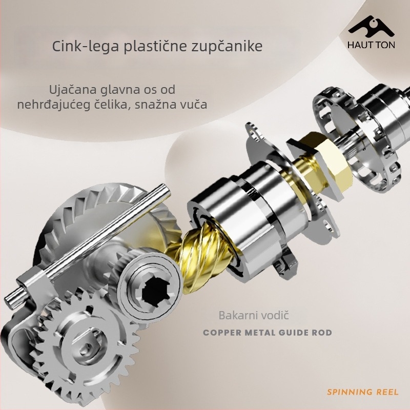 Haodon okretna mašina za ribolov, omjer prijenosa 5,2:1, bez praznina, metalna špulja