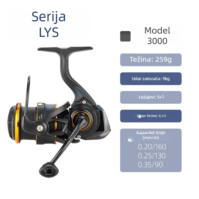 XSHARKS mulinica za ribolov – omjer prijenosa 6,3:1, pogodna za slanu vodu, paket od 40 komada