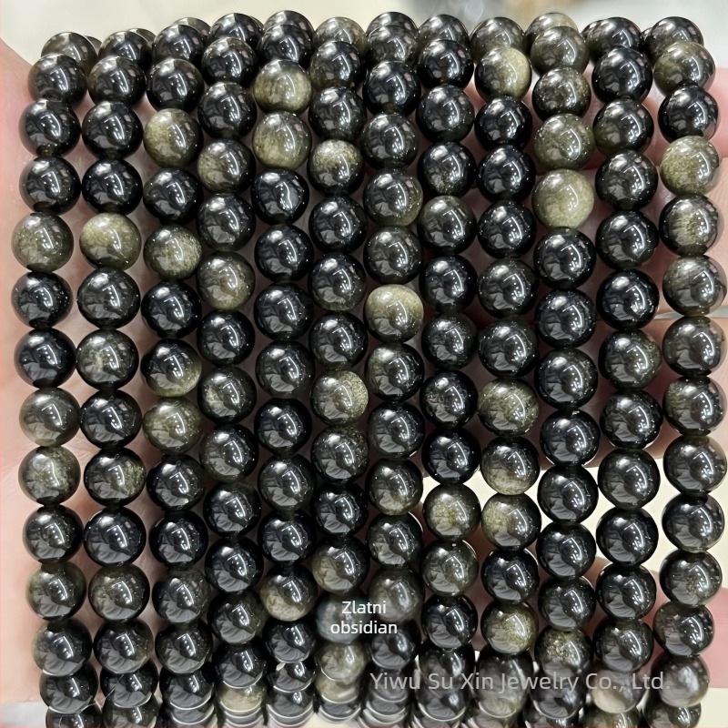 Okrugle obsidijanske perle – zlatne, srebrne, šarene i crne verzije; poluproizvodi za DIY nakit
