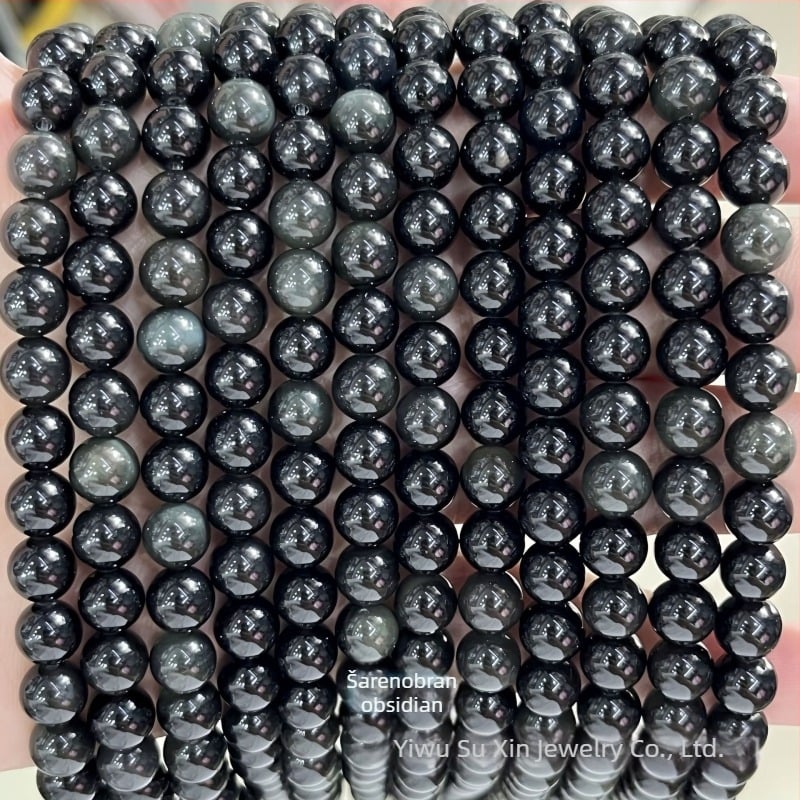 Okrugle obsidijanske perle – zlatne, srebrne, šarene i crne verzije; poluproizvodi za DIY nakit