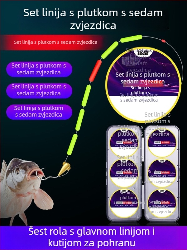 Set ribolovnih rigova s plutom sa sedam zvjezdica, bakrena glava, najlon konac, duljina 2,5–3,6 m, za tradicionalni ribolov