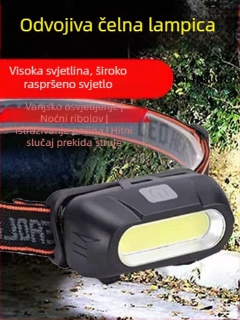 Star Burn čelna lampa – punjiva 18650 baterija, COB LED, vodootporna, trajanje 30 sati