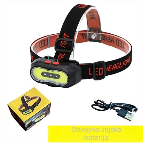 Star Burn čelna lampa – punjiva 18650 baterija, COB LED, vodootporna, trajanje 30 sati