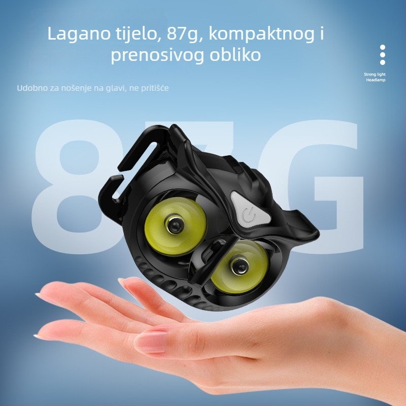 Čelna lampica s COB LED, 10W, 1200mAh, punjiva, domet 100–200 m