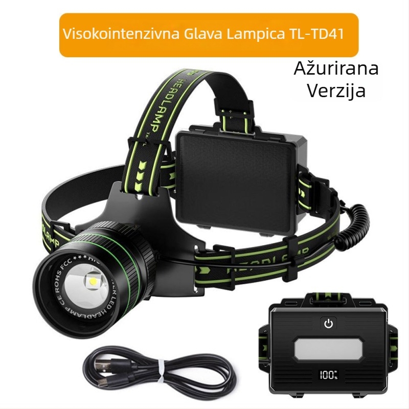 LED čelna svjetiljka, 60W, 6000mAh, ručno napajanje, 360° rotacija, domet 500m