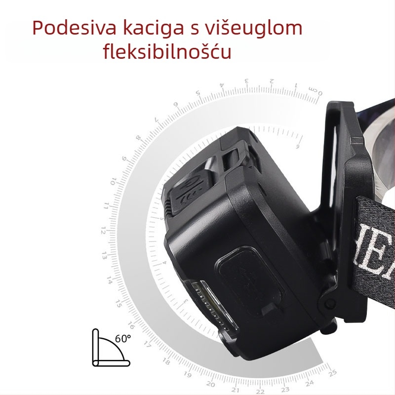 Čelna lampica s pametnim senzorom, punjiva, 10W, 1200mAh, LED+COB izvor svjetla, duga autonomija, domet 100–200 m