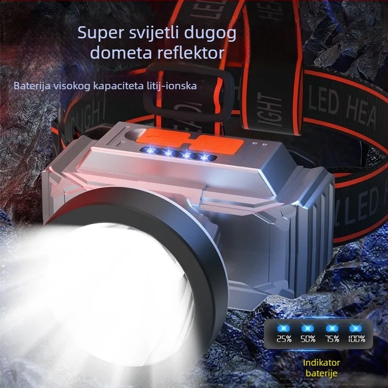 Tingxuan 985 čelna lampa, 18650 baterija, punjiva, vodootporna, ultra jaka svjetlost