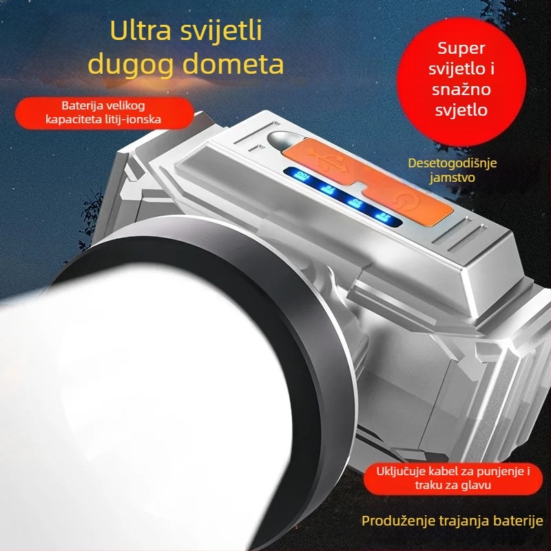 Tingxuan 985 čelna lampa, 18650 baterija, punjiva, vodootporna, ultra jaka svjetlost