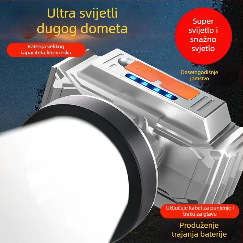 Tingxuan 985 čelna lampa, 18650 baterija, punjiva, vodootporna, ultra jaka svjetlost