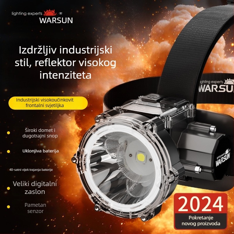 Walmon WE01 LED čelna lampica za noćni ribolov s klipom za kapu, punjiva, 5W, ABS kućište, domet do 500 m