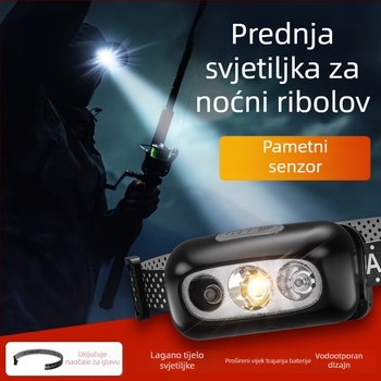 LED čelna lampica za noćni ribolov s punjačem, aluminijska legura, 3W, 800mAh baterija, domet zrake 100–200 m