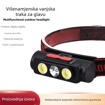 Čelna LED svjetiljka s odvojivim dvostrukim svjetlom, USB punjenje, 10W, domet 100–200 m