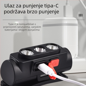 Čelna LED svjetiljka s odvojivim dvostrukim svjetlom, USB punjenje, 10W, domet 100–200 m