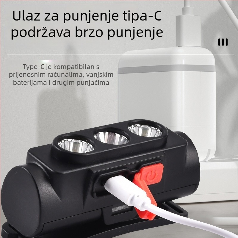 Čelna LED svjetiljka s odvojivim dvostrukim svjetlom, USB punjenje, 10W, domet 100–200 m