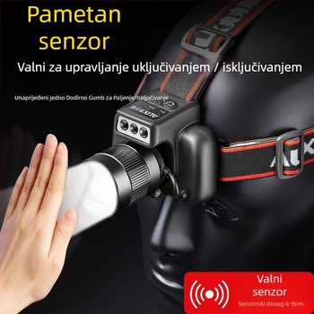 Aux/Aox LED čelna lampica, punjiva, visoke snage, za noćni ribolov, otkrivanje rupa i noćnu vožnju