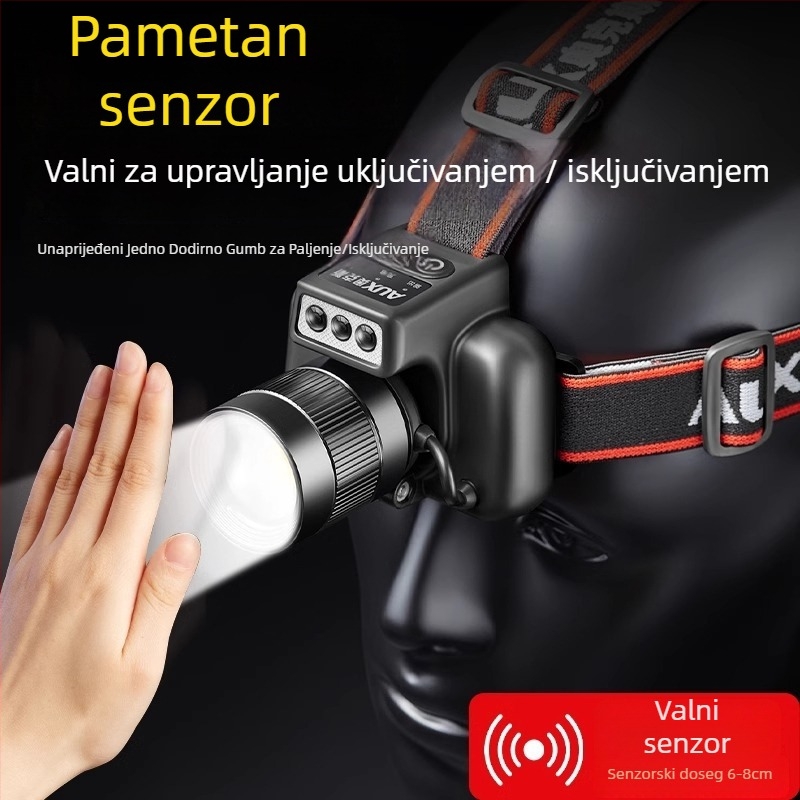 Aux/Aox LED čelna lampica, punjiva, visoke snage, za noćni ribolov, otkrivanje rupa i noćnu vožnju
