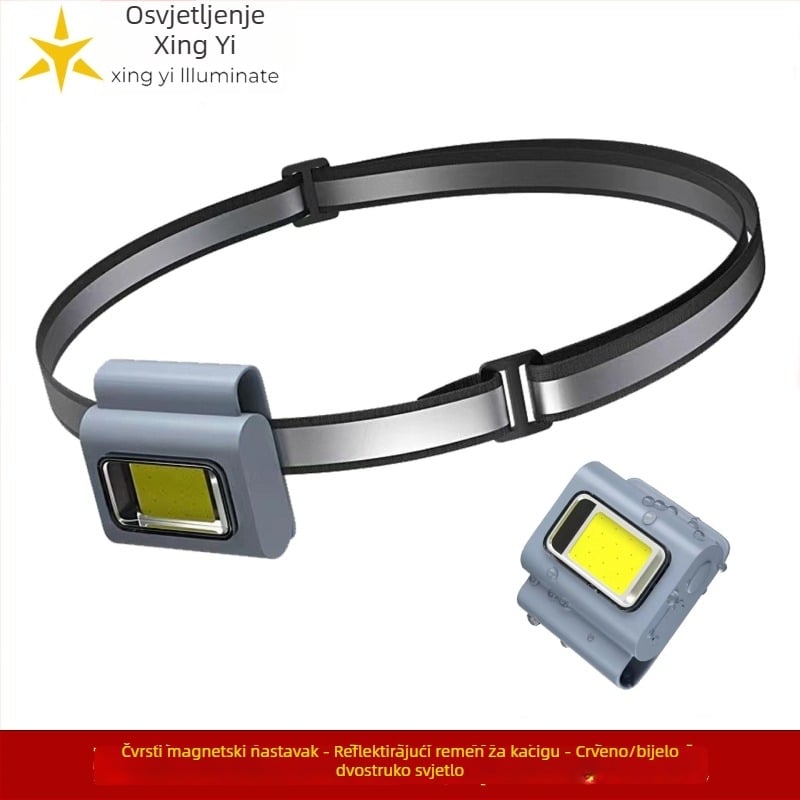 LED čelna svjetiljka s magnetskim punjenjem, COB silikon kućište, kopča za odjeću, 6W, 800 mAh baterija