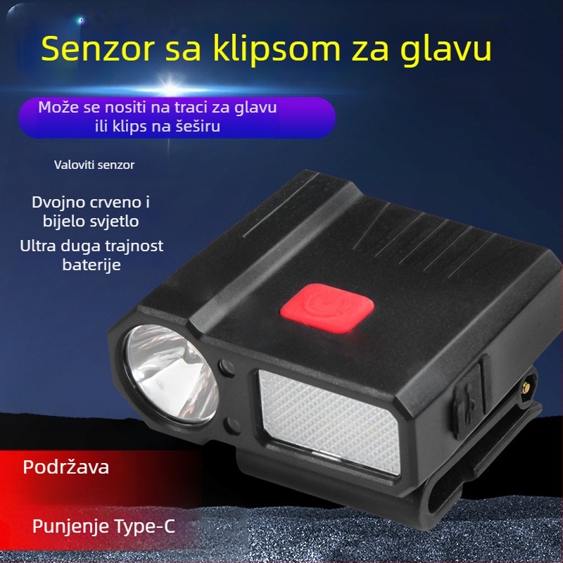 LED lampica za šešir s klipom i LED, punjiva, 5W, baterija 1200mAh, pogodna za kampiranje i noćni ribolov