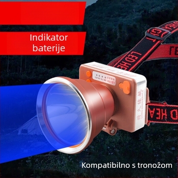 LED čelovka s baterijom 2500mAh, 30–80W, LED izvor, kućište od ABS plastike + aluminijske legure, domet ≥500m