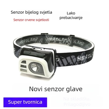 LED čelna lampka s USB punjenjem, vodootporna, domet svjetla 150 m, trajanje 5–6 sati, težina 70 g