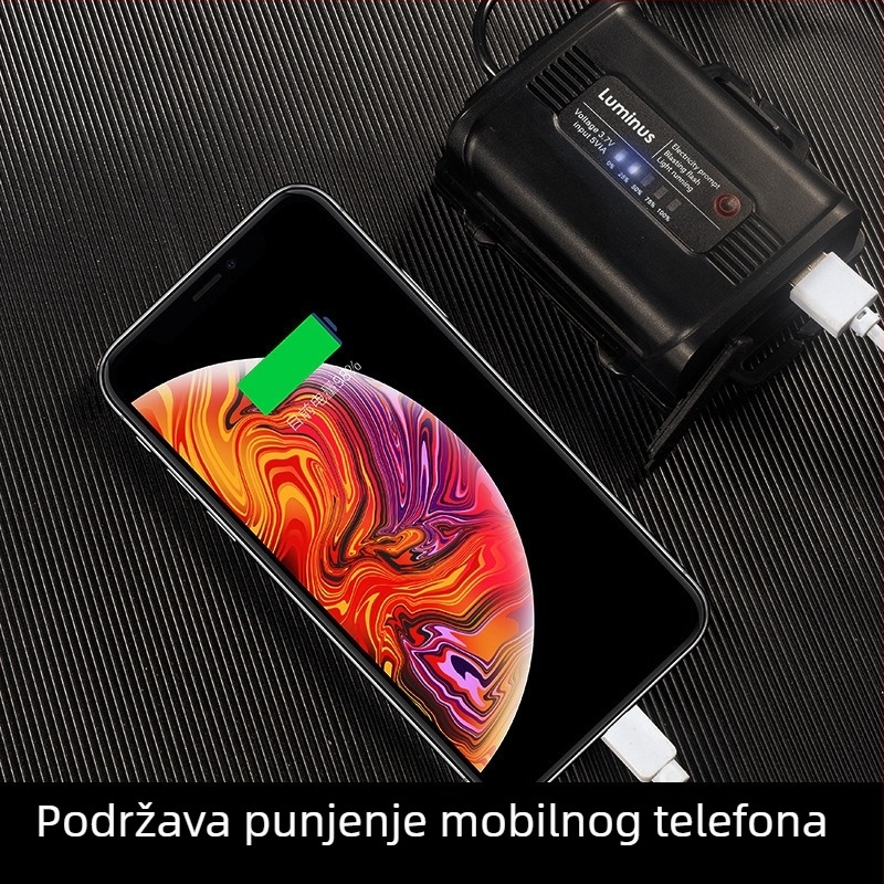 LED čelna lampica s USB punjenjem, aluminijska legura, LED izvor svjetla, ručno napajanje, domet preko 500 m