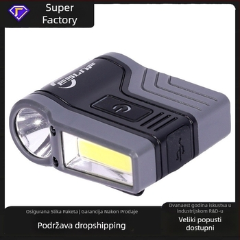 Čelna svjetiljka s klipom za kapu, COB LED, vodootporna, domet 50 m, trajanje 2–8 sati, punjiva