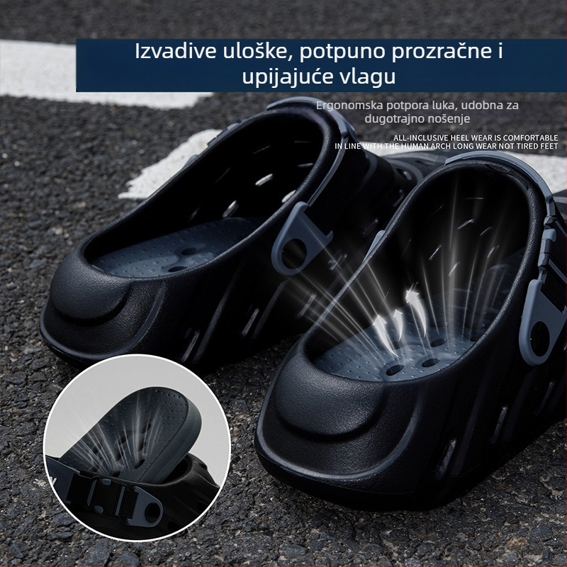 Muške EVA sandale, prozračne, protuklizne, zatvoren prst, visina pete 3–4 cm, za svakodnevnu vanjsku upotrebu