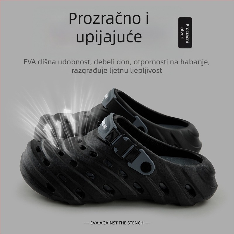 Muške EVA sandale, prozračne, protuklizne, zatvoren prst, visina pete 3–4 cm, za svakodnevnu vanjsku upotrebu
