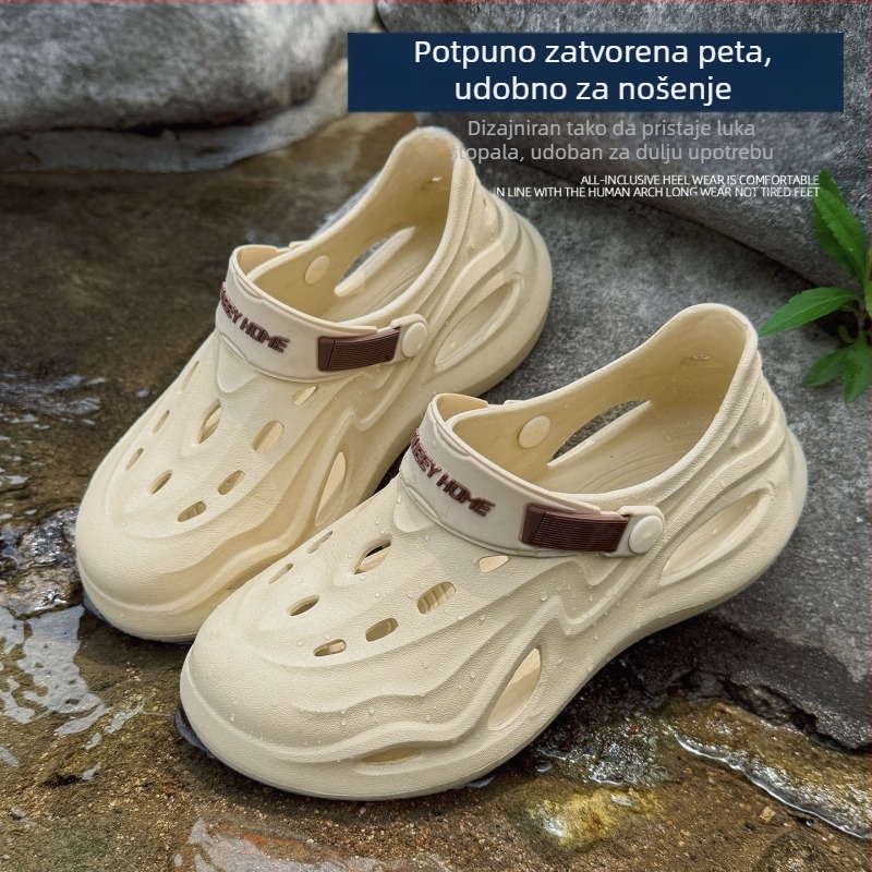 Muške EVA sandale, gornji dio EVA, EVA đon, slip-on zatvarač, debeli potplat 3–4 cm, zatvoren prst