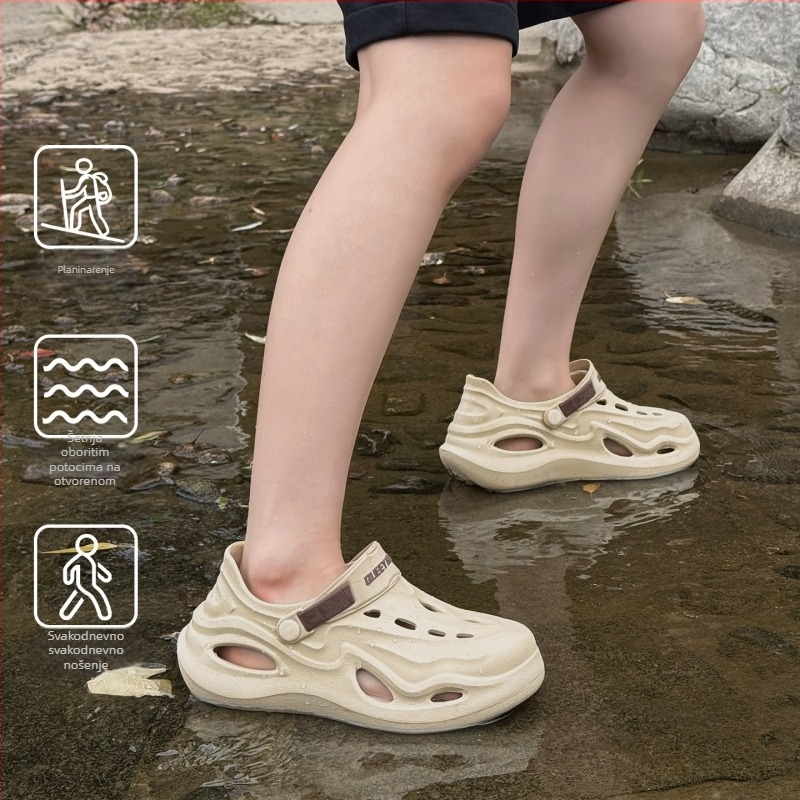 Muške EVA sandale, gornji dio EVA, EVA đon, slip-on zatvarač, debeli potplat 3–4 cm, zatvoren prst